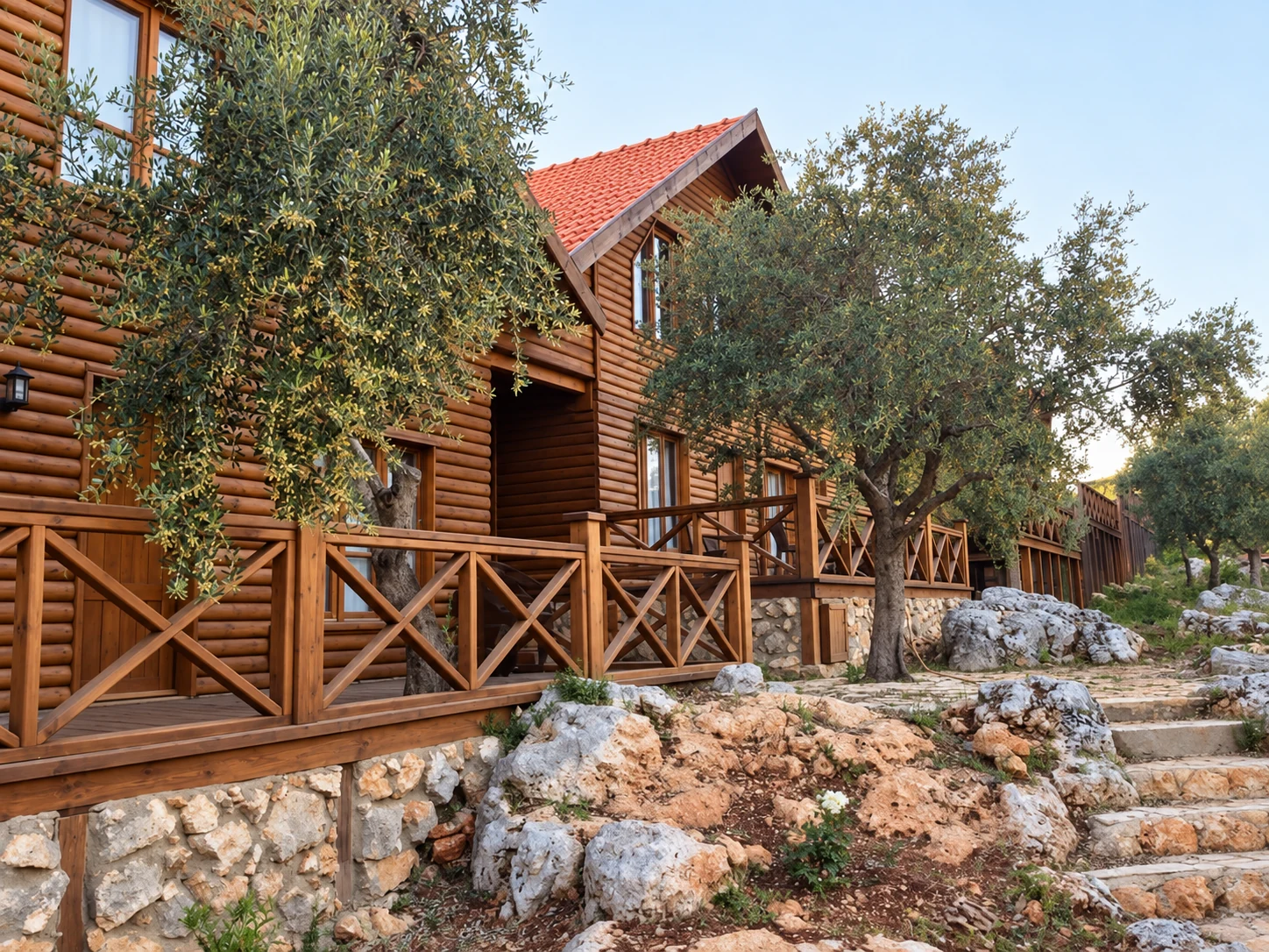 Cabins among the olive trees